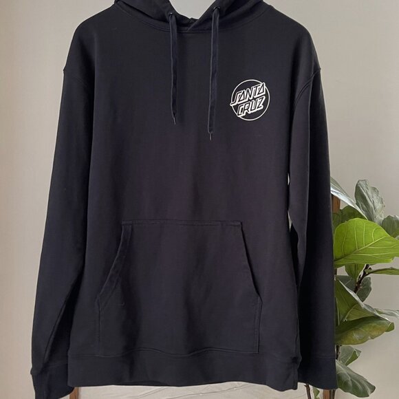 Men's SANTA CRUZ Black Trippy Mushrooms Hoodie Sweatshirt Adult Size Medium EUC - Picture 2 of 3